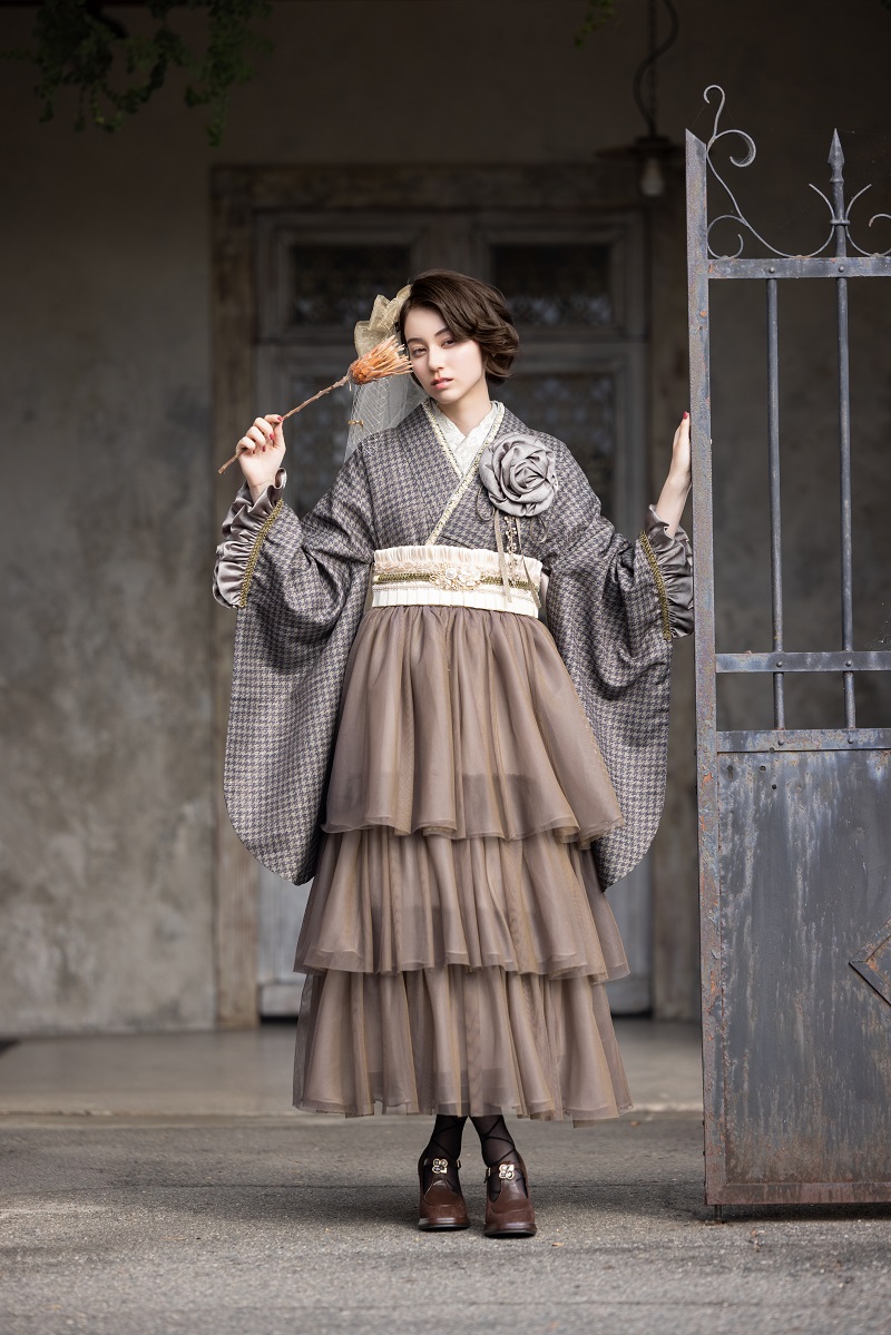 ラフィネモカ二尺袖/ドレス袴 ピエ・ド・プールRM-201/RH-106【カーキ/カーキ】 - 画像 (2)