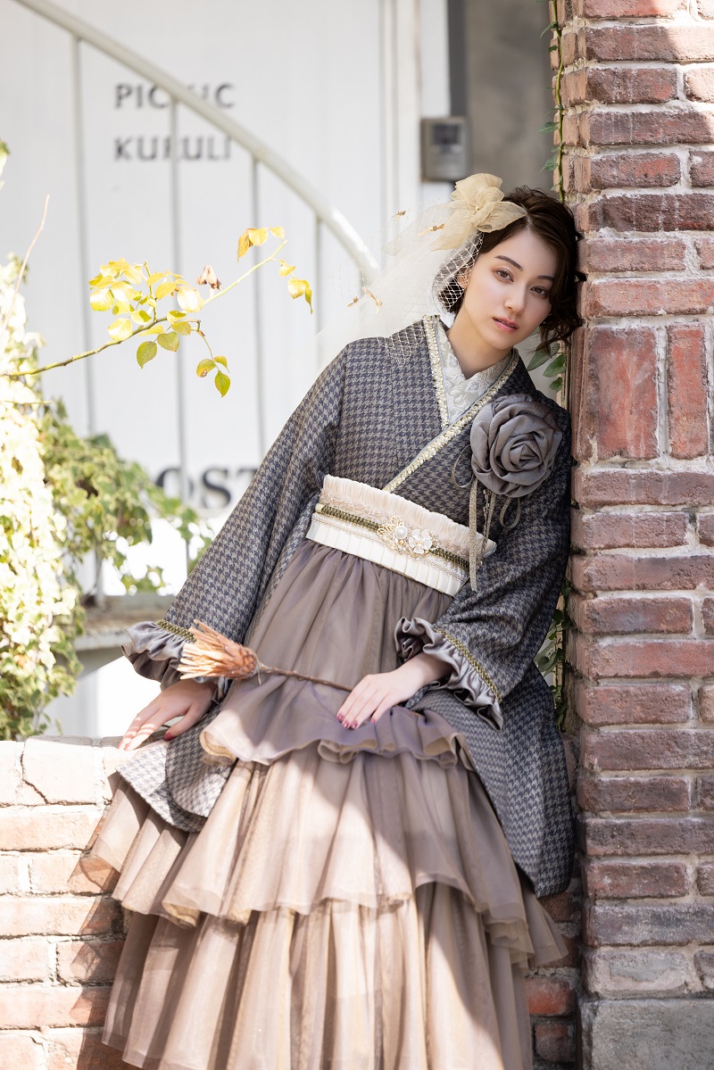 ラフィネモカ二尺袖/ドレス袴 ピエ・ド・プールRM-201/RH-106【カーキ/カーキ】 - 画像 (3)