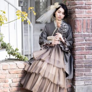 ラフィネモカ二尺袖/ドレス袴 ピエ・ド・プールRM-201/RH-106【カーキ/カーキ】