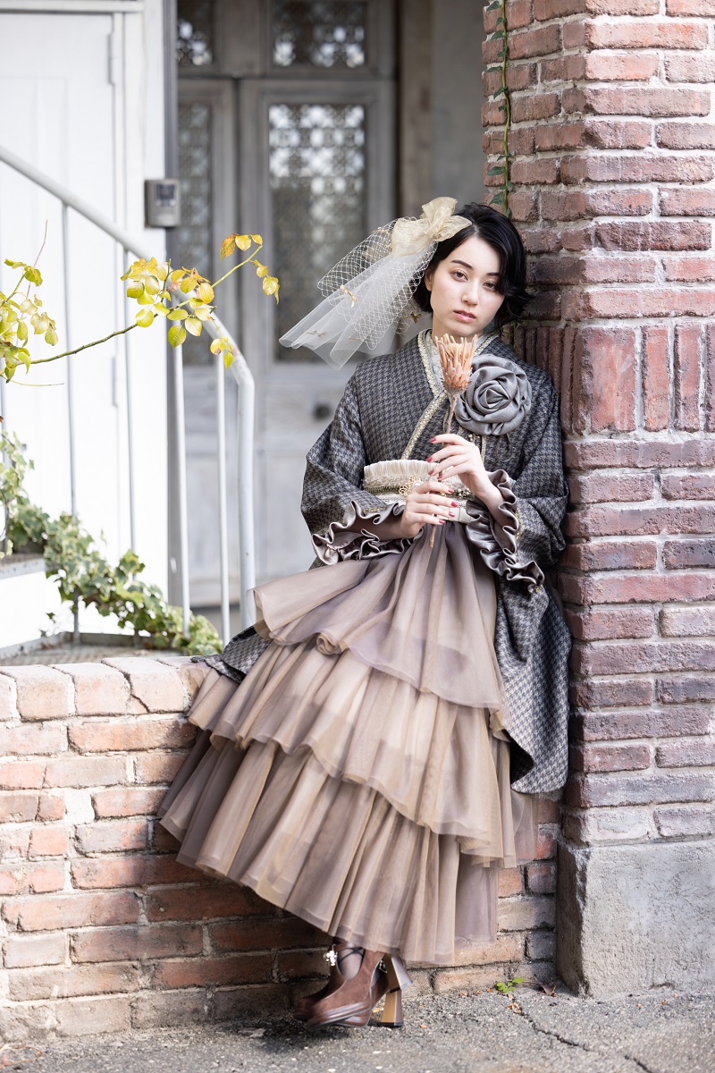 ラフィネモカ二尺袖/ドレス袴 ピエ・ド・プールRM-201/RH-106【カーキ/カーキ】