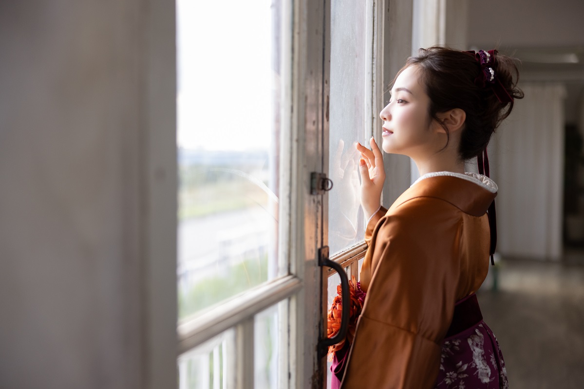 ラフィネモカ二尺袖/卒業袴 レザリー・アンバーRM-195/RH-110【琥珀色/ボルドー】 - 画像 (12)