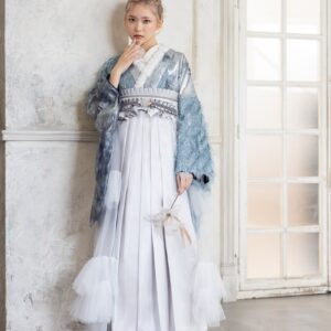 ﾗﾌｨﾈﾓｶ二尺袖/卒業袴　ブルックリン・プラチナRM-206/RH-114【ﾌﾟﾗﾁﾅ/ｼﾙﾊﾞｰ】