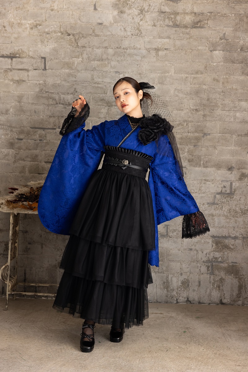 ラフィネモカ二尺袖/ドレス袴 ヴィクトリアン・ブルーRM-196/RH-104【ロイヤルブルー/ブラック】