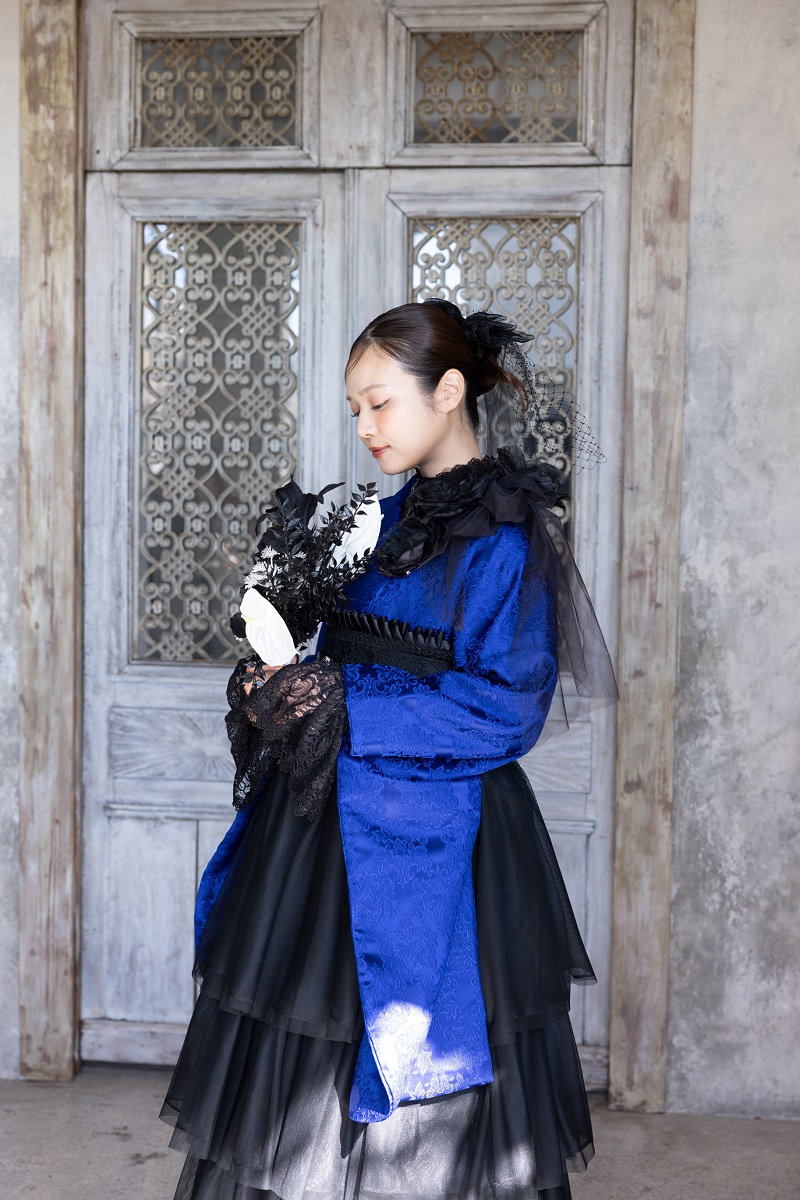 ラフィネモカ二尺袖/ドレス袴 ヴィクトリアン・ブルーRM-196/RH-104【ロイヤルブルー/ブラック】 - 画像 (4)