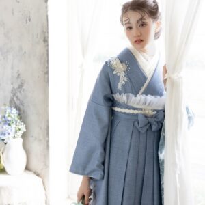 ﾗﾌｨﾈﾓｶ二尺袖/卒業袴　ウェッジデニムRM-202/RH-109【ﾌﾞﾙｰ/ﾌﾞﾙｰ】