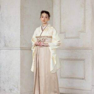 ﾗﾌｨﾈﾓｶ二尺袖/卒業袴　金彩クラシカルRM-203/RH-113【ﾎﾜｲﾄ/ｺﾞｰﾙﾄﾞ】