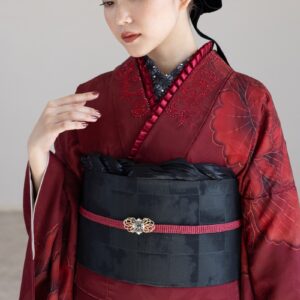 袋帯【正絹】振袖用　RFO-63　墨流し　ブラック