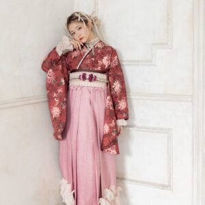 ﾗﾌｨﾈﾓｶ二尺袖/卒業袴　レトログレーズRM-212/RH-108【ｴﾝｼﾞ/ﾋﾟﾝｸ】