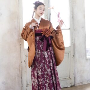 ﾗﾌｨﾈﾓｶ二尺袖/卒業袴　レザリー・アンバーRM-195/RH-110【琥珀色/ﾎﾞﾙﾄﾞｰ】