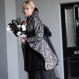 ﾗﾌｨﾈﾓｶ二尺袖/卒業袴　ナルモチーフ・レースRM-204/RH-115【ﾌﾞﾗｯｸ/ﾌﾞﾗｯｸ】